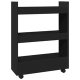 vidaXL Narrow Storage Trolley 3 Tier Black Engineered Wood