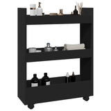 vidaXL Narrow Storage Trolley 3 Tier Black Engineered Wood