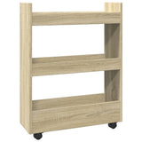 vidaXL Narrow Storage Trolley 3 Tier Sonoma Oak Engineered Wood