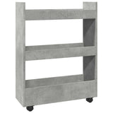 vidaXL Narrow Storage Trolley 3 Tier Concrete Grey Engineered Wood