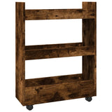 vidaXL Narrow Storage Trolley 3 Tier Smoked Oak Engineered Wood