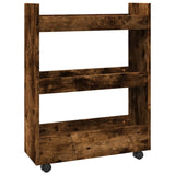 vidaXL Narrow Storage Trolley 3 Tier Smoked Oak Engineered Wood