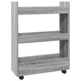 vidaXL Narrow Storage Trolley 3 Tier Grey Sonoma Engineered Wood