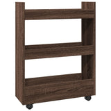 vidaXL Narrow Storage Trolley 3 Tier Brown Oak Engineered Wood