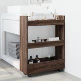 vidaXL Narrow Storage Trolley 3 Tier Brown Oak Engineered Wood