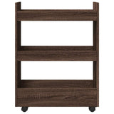 vidaXL Narrow Storage Trolley 3 Tier Brown Oak Engineered Wood