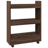 vidaXL Narrow Storage Trolley 3 Tier Brown Oak Engineered Wood