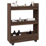 vidaXL Narrow Storage Trolley 3 Tier Brown Oak Engineered Wood