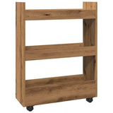 vidaXL Narrow Storage Trolley 3 Tier Artisian Oak Engineered Wood