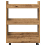 vidaXL Narrow Storage Trolley 3 Tier Artisian Oak Engineered Wood