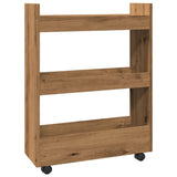 vidaXL Narrow Storage Trolley 3 Tier Artisian Oak Engineered Wood