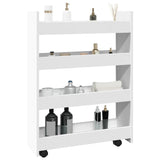 vidaXL Narrow Storage Trolley 4 Tier White Engineered Wood