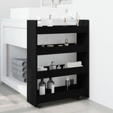 vidaXL Narrow Storage Trolley 4 Tier Black Engineered Wood