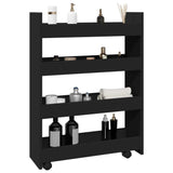 vidaXL Narrow Storage Trolley 4 Tier Black Engineered Wood