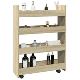 vidaXL Narrow Storage Trolley 4 Tier Sonoma Oak Engineered Wood