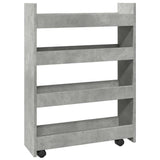 vidaXL Narrow Storage Trolley 4 Tier Concrete Grey Engineered Wood