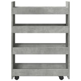 vidaXL Narrow Storage Trolley 4 Tier Concrete Grey Engineered Wood