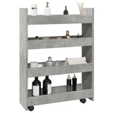 vidaXL Narrow Storage Trolley 4 Tier Concrete Grey Engineered Wood