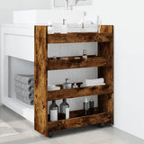 vidaXL Narrow Storage Trolley 4 Tier Smoked Oak Engineered Wood