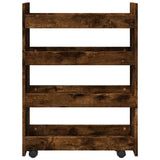 vidaXL Narrow Storage Trolley 4 Tier Smoked Oak Engineered Wood