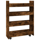 vidaXL Narrow Storage Trolley 4 Tier Smoked Oak Engineered Wood