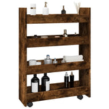 vidaXL Narrow Storage Trolley 4 Tier Smoked Oak Engineered Wood