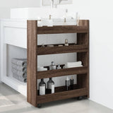 vidaXL Narrow Storage Trolley 4 Tier Brown Oak Engineered Wood