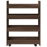 vidaXL Narrow Storage Trolley 4 Tier Brown Oak Engineered Wood