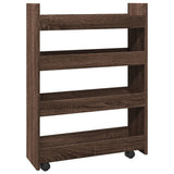 vidaXL Narrow Storage Trolley 4 Tier Brown Oak Engineered Wood