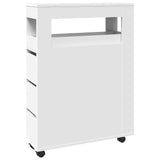 vidaXL Narrow Bathroom Cabinet with Wheels White Engineered Wood