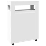 vidaXL Narrow Bathroom Cabinet with Wheels White Engineered Wood