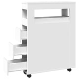 vidaXL Narrow Bathroom Cabinet with Wheels White Engineered Wood