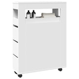 vidaXL Narrow Bathroom Cabinet with Wheels White Engineered Wood