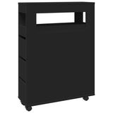 vidaXL Narrow Bathroom Cabinet with Wheels Black Engineered Wood