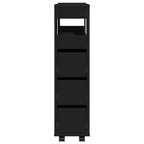 vidaXL Narrow Bathroom Cabinet with Wheels Black Engineered Wood