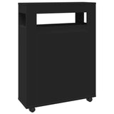 vidaXL Narrow Bathroom Cabinet with Wheels Black Engineered Wood