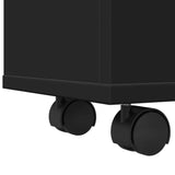 vidaXL Narrow Bathroom Cabinet with Wheels Black Engineered Wood