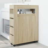 vidaXL Narrow Bathroom Cabinet with Wheels Sonoma Oak Engineered Wood