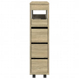 vidaXL Narrow Bathroom Cabinet with Wheels Sonoma Oak Engineered Wood