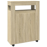 vidaXL Narrow Bathroom Cabinet with Wheels Sonoma Oak Engineered Wood