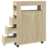 vidaXL Narrow Bathroom Cabinet with Wheels Sonoma Oak Engineered Wood