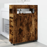 vidaXL Narrow Bathroom Cabinet with Wheels Smoked Oak Engineered Wood