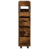 vidaXL Narrow Bathroom Cabinet with Wheels Smoked Oak Engineered Wood