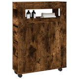 vidaXL Narrow Bathroom Cabinet with Wheels Smoked Oak Engineered Wood