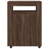 vidaXL Narrow Bathroom Cabinet with Wheels Brown Oak Engineered Wood