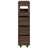 vidaXL Narrow Bathroom Cabinet with Wheels Brown Oak Engineered Wood