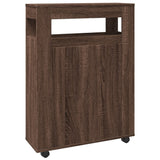 vidaXL Narrow Bathroom Cabinet with Wheels Brown Oak Engineered Wood