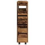 vidaXL Narrow Bathroom Cabinet with Wheels Old Wood Engineered Wood