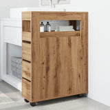 vidaXL Narrow Bathroom Cabinet with Wheels Artisian Oak Engineered Wood