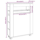 vidaXL Narrow Bathroom Cabinet with Wheels Artisian Oak Engineered Wood